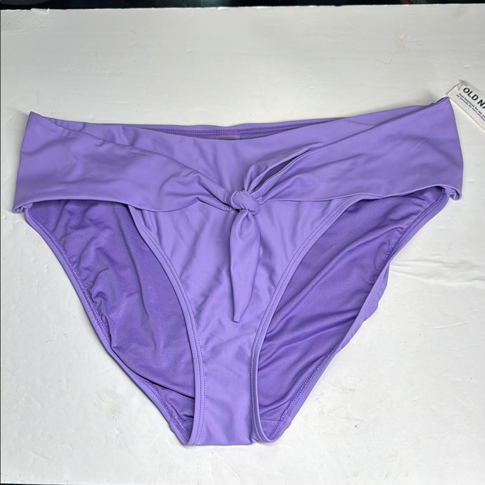 Old Navy Purple Bikini Bottoms Classic Swimwear tie front detail beach summer XL